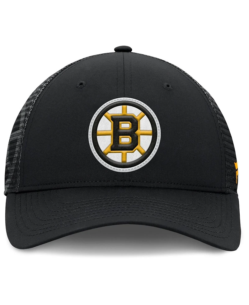 Fanatics Men's Black Boston Bruins Authentic Pro Home Ice Trucker Adjustable Hat