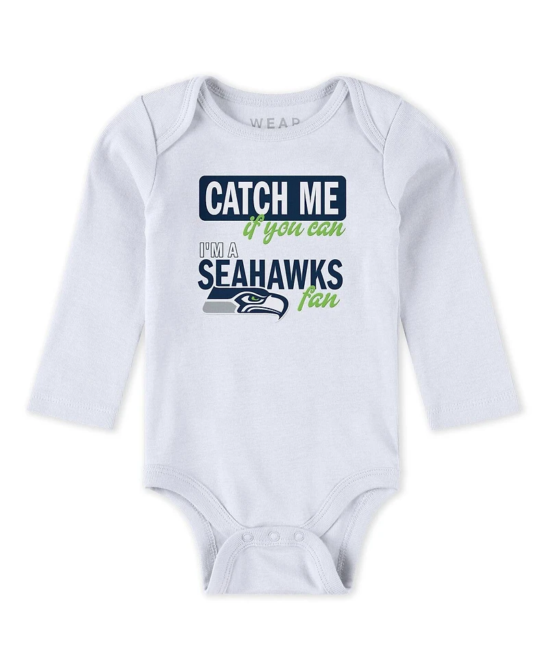 Wear by Erin Andrews Baby Boys and Girls Newborn 3-Piece Seattle Seahawks Turn Me Around Bodysuits Pant Set