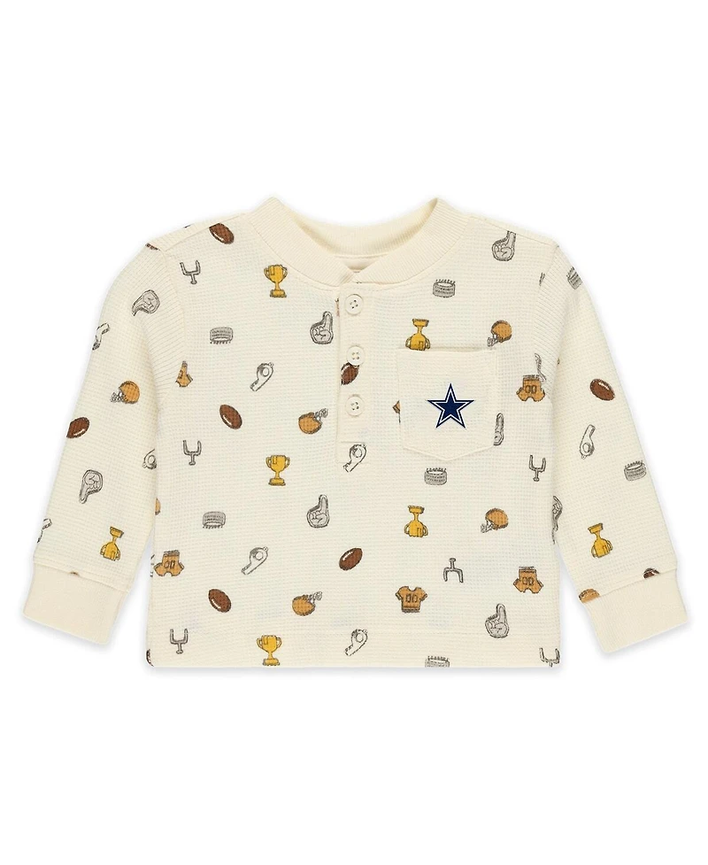 Wear by Erin Andrews Baby Boys and Girls 2-Piece Cream Dallas Cowboys Waffle-Knit Sleep Set