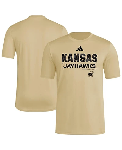 Adidas Men's Natural Kansas Jayhawks 2025 Military Appreciation Pre-Game Aeroready T-Shirt