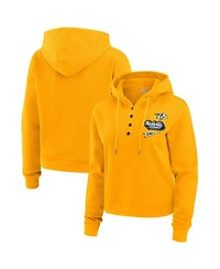 Wear by Erin Andrews Women's Gold Nashville Predators Waffle-Knit Pullover Hoodie