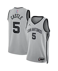 Jordan Men's and Women's Stephon Castle Silver San Antonio Spurs Swingman Jersey