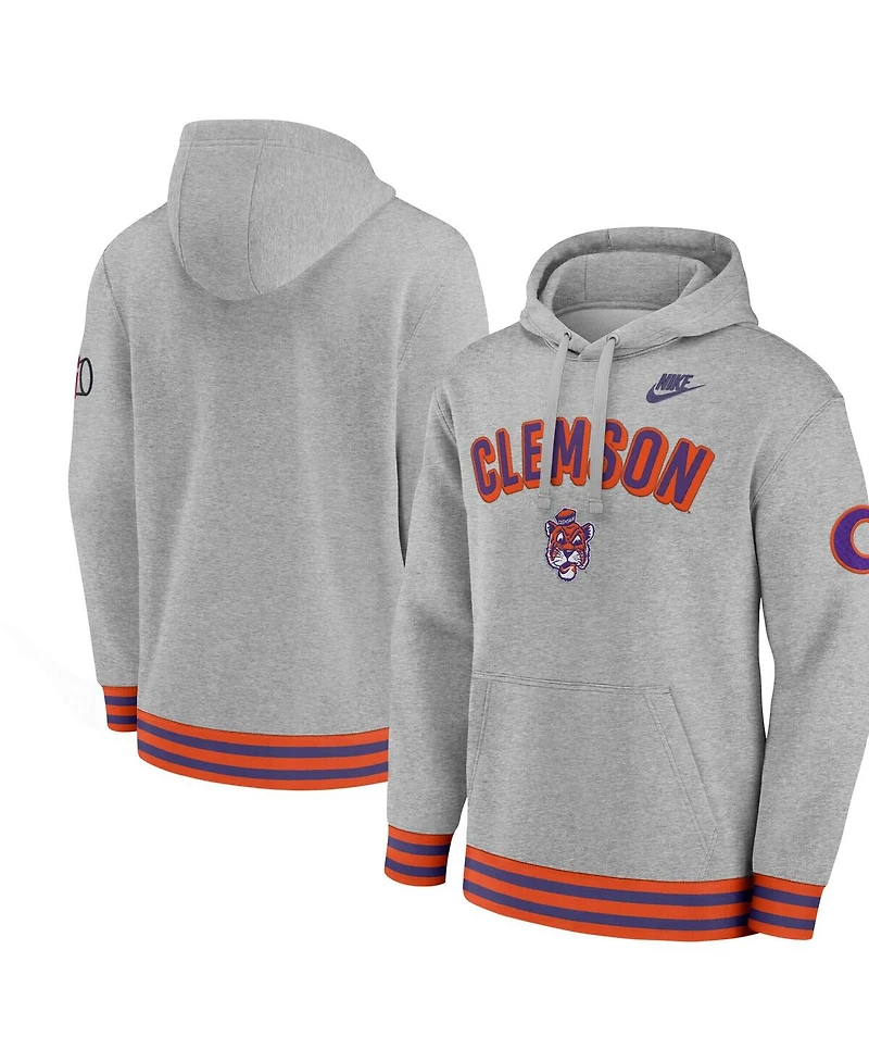 Nike Men's Heather Gray Clemson Tigers Legacy Retro Pullover Hoodie