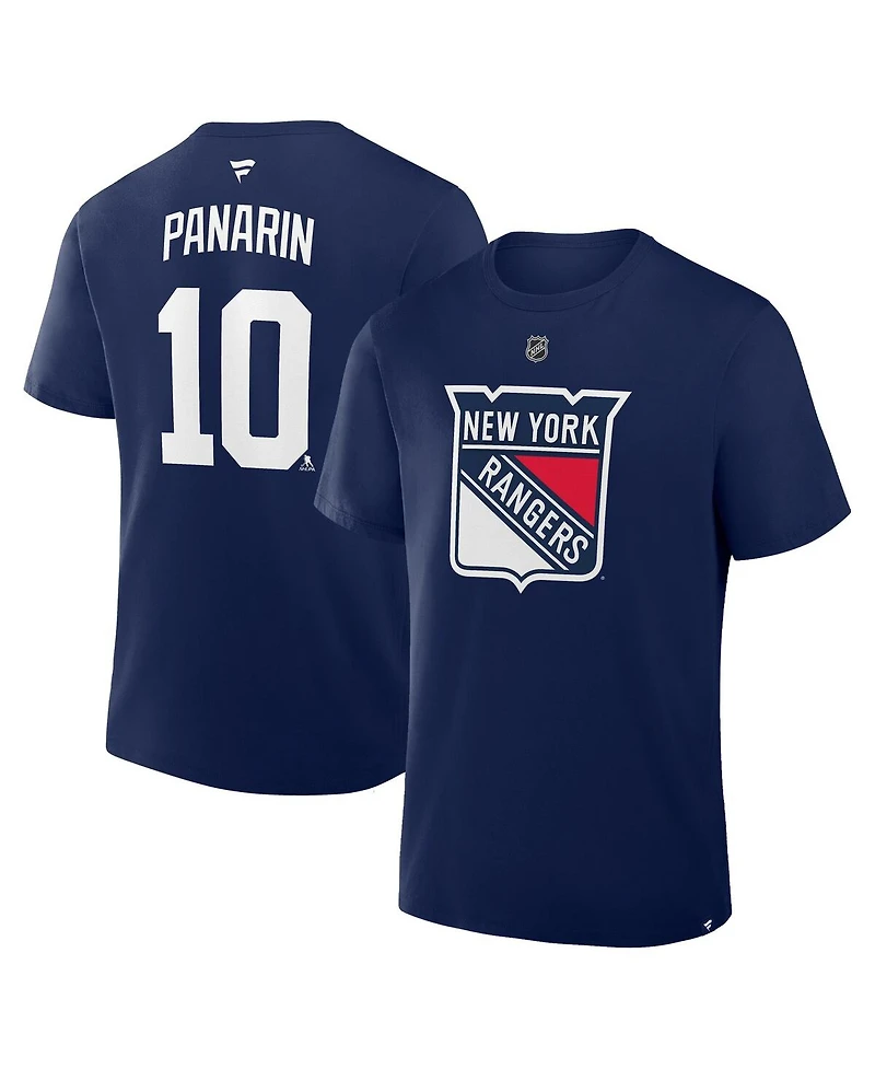 Fanatics Men's Artemi Panarin Navy New York Rangers Authentic Stack Name Number T-Shirt