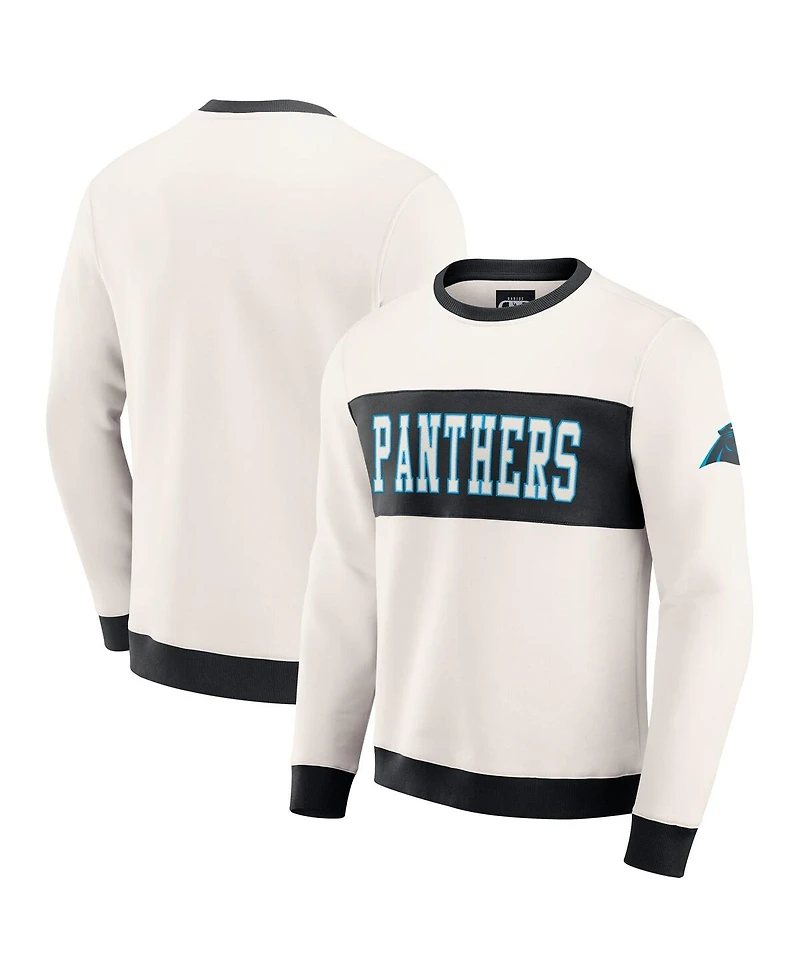 Darius Rucker Collection by Fanatics Men's Cream Carolina Panthers Color Block Pullover Sweatshirt