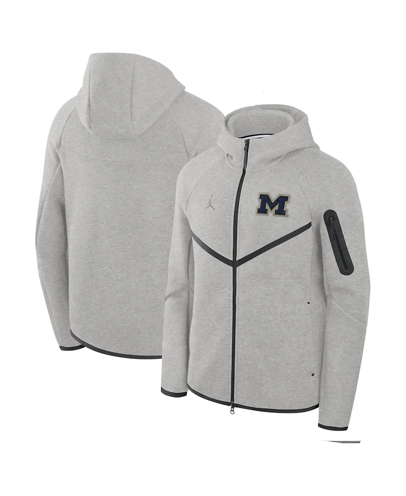 Jordan Men's Gray Michigan Wolverines Tech Fleece Full-Zip Windrunner Hoodie