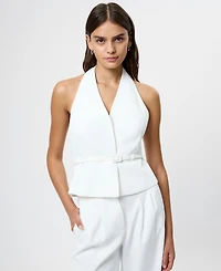 French Connection Women's Harry Suiting Belted Halter V-Neck Top