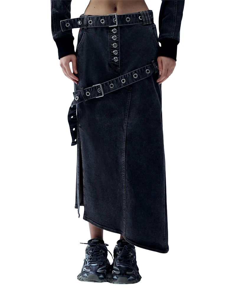 Pcfg Women's Colorblocked Stretch Denim Skirt