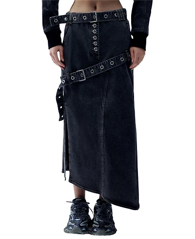 Pcfg Women's Colorblocked Stretch Denim Skirt