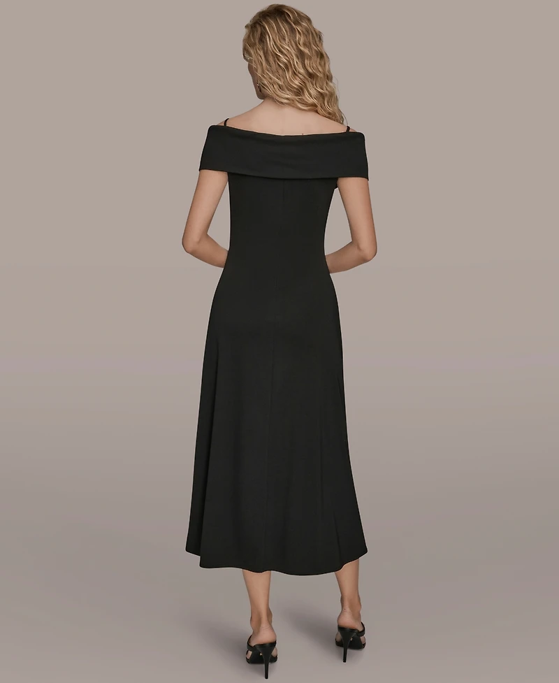 Donna Karan New York Women's Criss-Cross Off-Shoulder Dress