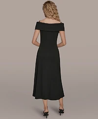 Donna Karan New York Women's Criss-Cross Off-Shoulder Dress