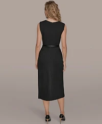 Donna Karan New York Women's Jewel-Neck Faux-Wrap Dress