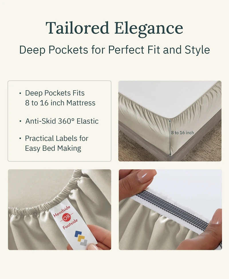 Certified Luxury 100% Egyptian Cotton Sheets, 4 Pc King Sheets for Bed Set, Sateen Cooling Hot Sleepers by California Design Den