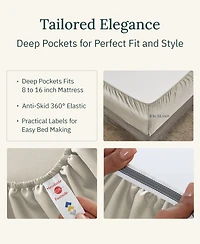 Certified Luxury 100% Egyptian Cotton Sheets, 4 Pc King Sheets for Bed Set, Sateen Cooling Hot Sleepers by California Design Den