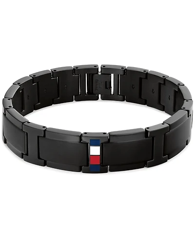 Tommy Hilfiger Men's Black Ion-Plating Stainless Steel Adjustable Bracelet