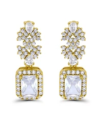 Christian Siriano New York Gold Plated Cubic Zirconia Floral Motif Post Drop Earrings