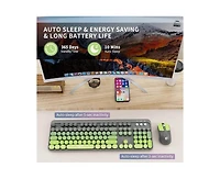 Risokeys Wireless Keyboard and Mouse Combo – 2.4GHz Cordless, Quiet Slim Set with Cute Round Keys for Laptop, Computer, Tv