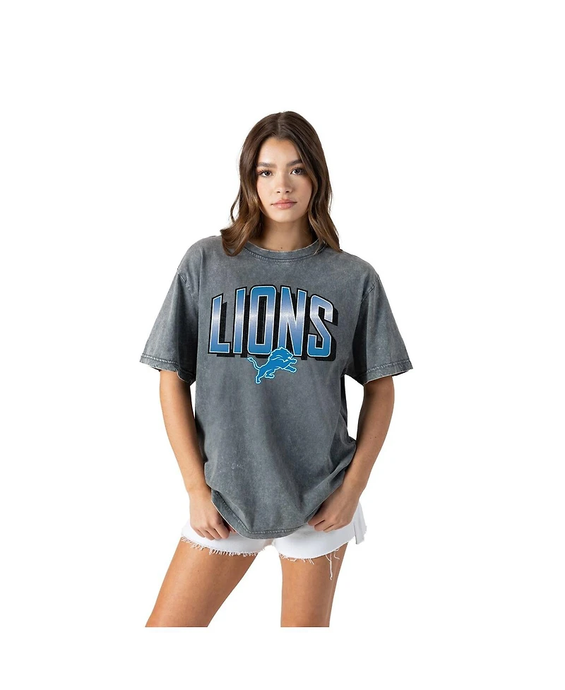Gameday Couture Women's Gray Detroit Lions Peak Performance Oversized Snow Wash T-Shirt