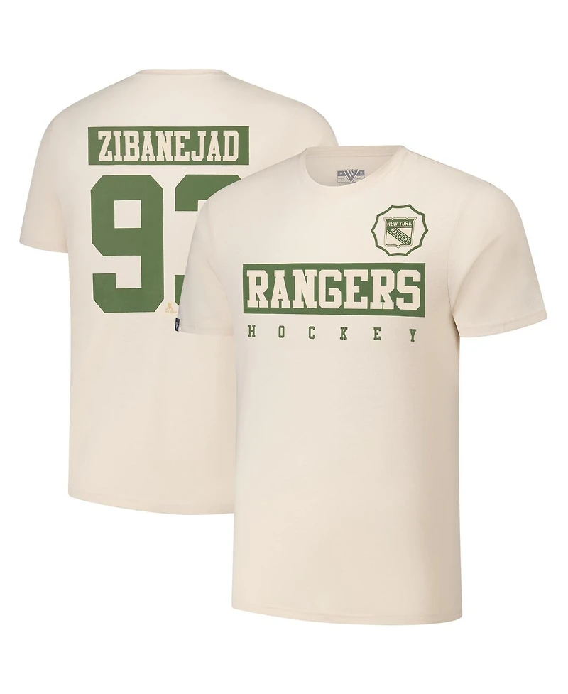 Levelwear Men's Mika Zibanejad Khaki New York Rangers 2024 Nhl Military Appreciation Richmond Delta Player Name Number T-Shirt