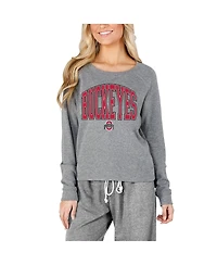 Concepts Sport Women's Gray Ohio State Buckeyes Mainstream Terry Long Sleeve Top
