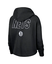 Nike Women's Black Brooklyn Nets Courtside Cropped Pullover Hoodie
