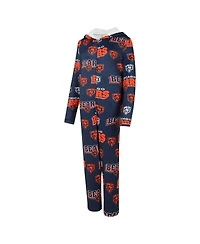Concepts Sport Women's Navy Chicago Bears Roadway Allover Print Microfleece Full-Zip Union Suit