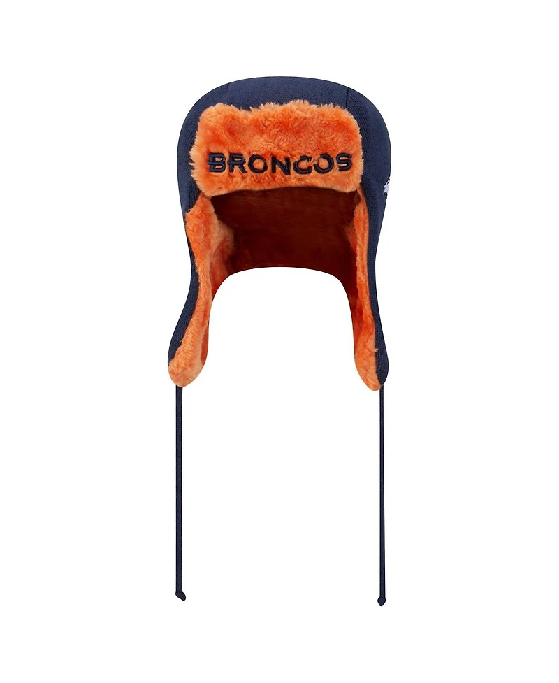 New Era Men's Navy Denver Broncos Helmet Head Trapper Knit Hat