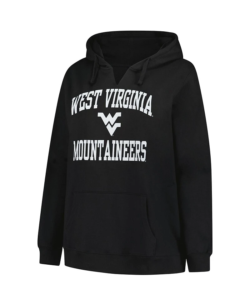 Champion Women's Black West Virginia Mountaineers Plus Heart Soul Notch Neck Pullover Hoodie