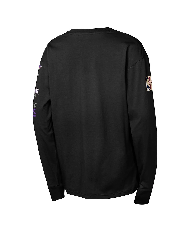 Mitchell & Ness Big Boys and Girls Black Toronto Raptors Hardwood Classics All Over Long Sleeve T-Shirt