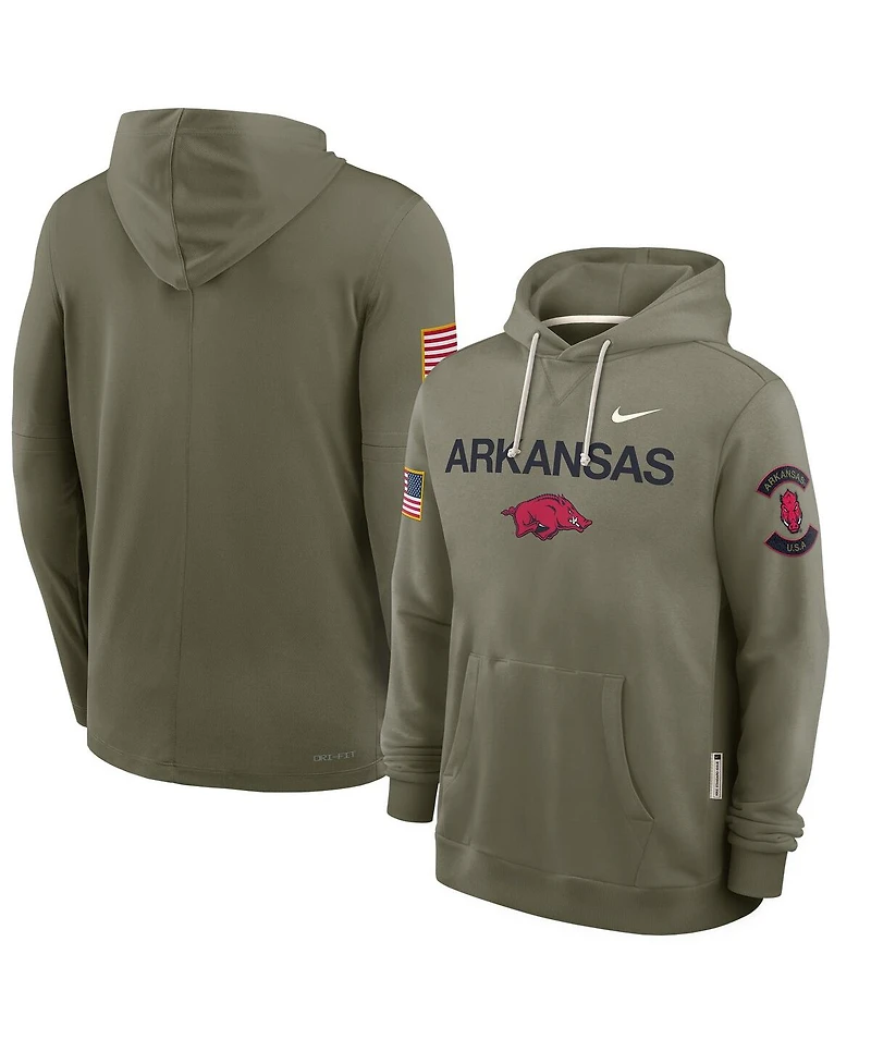 Nike Men's Olive Arkansas Razorbacks 2025 Military Appreciation Dri-fit Hoodie