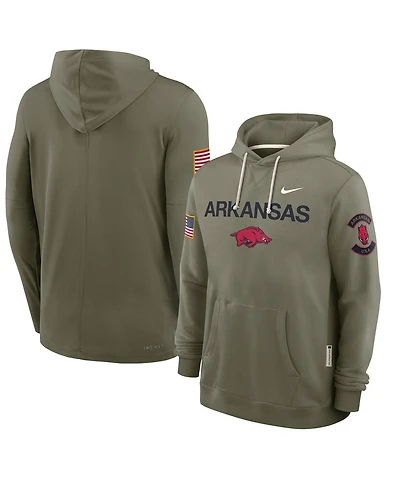 Nike Men's Olive Arkansas Razorbacks 2025 Military Appreciation Dri-fit Hoodie