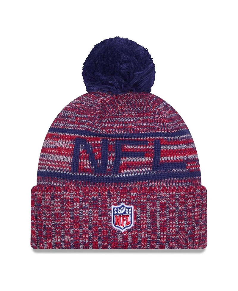 New Era Men's Red Nfl 2025 Sideline Cold Weather Cuffed Knit with Pom Hat
