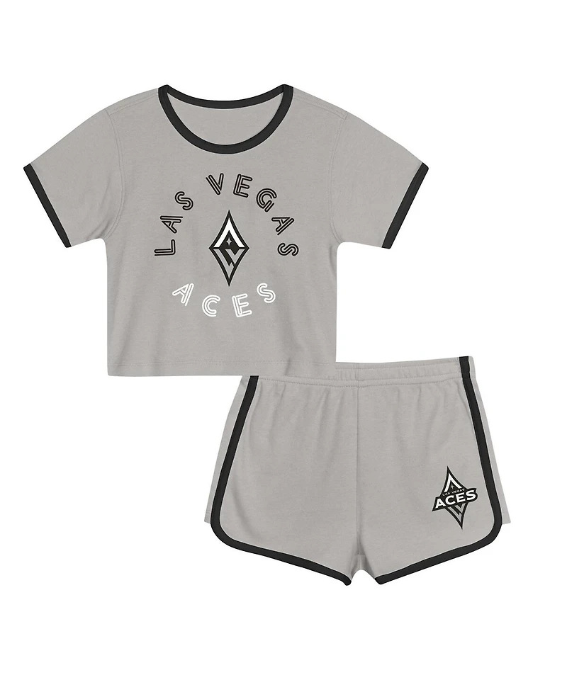 Outerstuff Toddler 2-Piece Gray Las Vegas Aces Double Run T-Shirt and Shorts Set