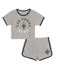 Outerstuff Toddler 2-Piece Gray Las Vegas Aces Double Run T-Shirt and Shorts Set