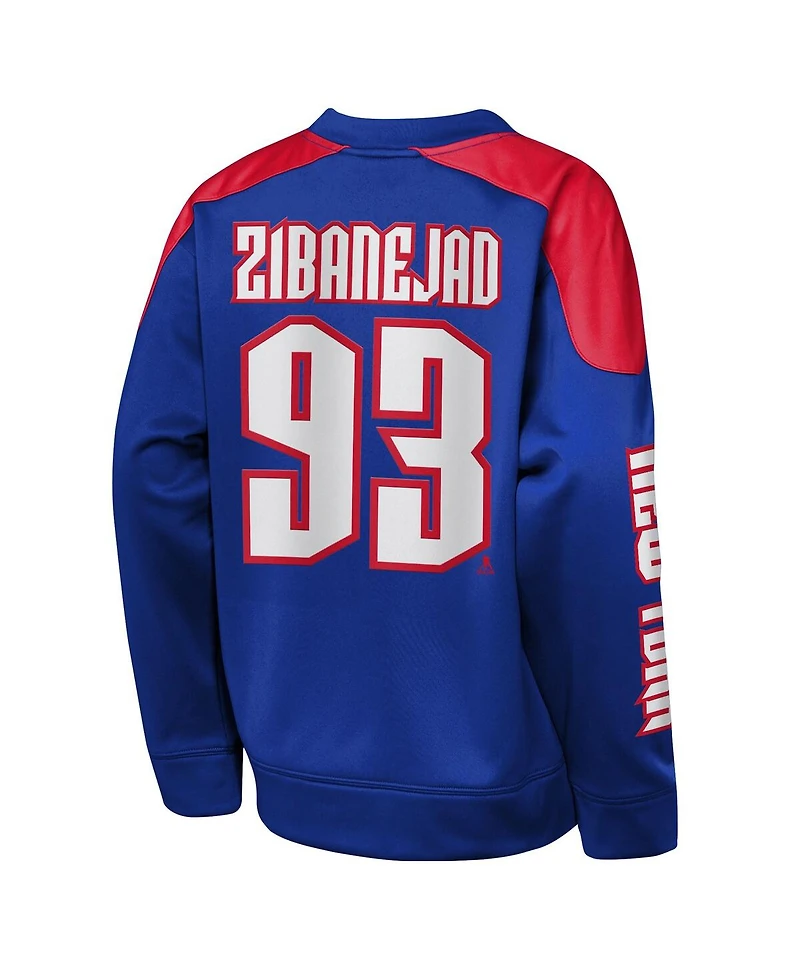Outerstuff Big Boys and Girls Mika Zibanejad Blue New York Rangers Best Defense Name Number Crewneck Sweatshirt