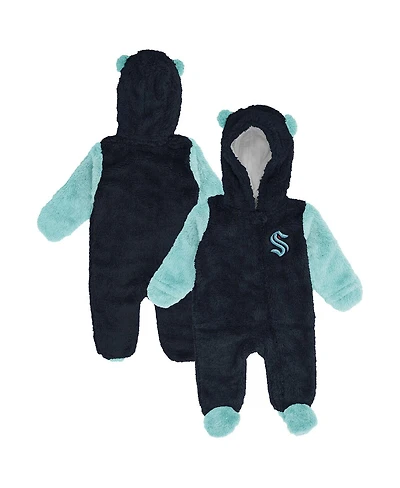 Outerstuff Newborn Navy Seattle Kraken Stay Napping Fleece Bunting Full-Zip Hooded Sleeper