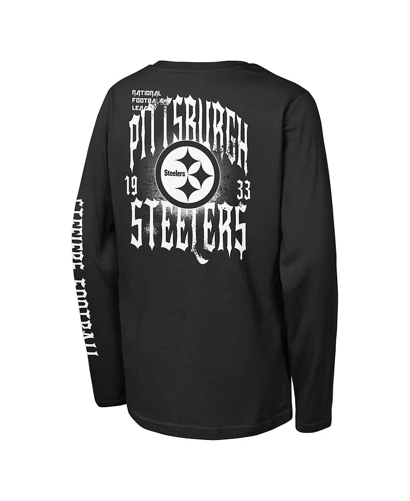 Outerstuff Big Boys and Girls Black Pittsburgh Steelers Rumble Long Sleeve T-Shirt
