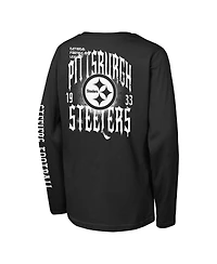 Outerstuff Big Boys and Girls Black Pittsburgh Steelers Rumble Long Sleeve T-Shirt