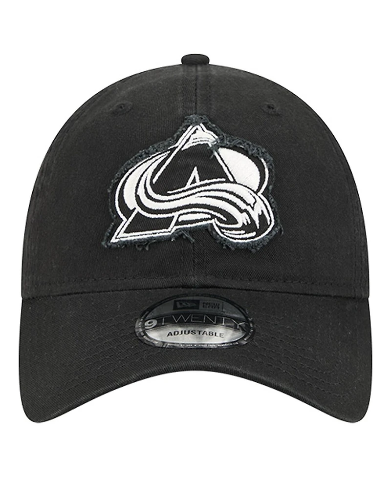 New Era Men's Black Colorado Avalanche Stamp Fabric Applique 9TWENTY Adjustable Hat