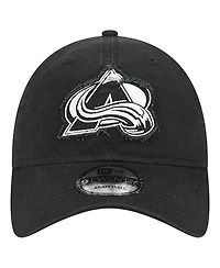 New Era Men's Black Colorado Avalanche Stamp Fabric Applique 9TWENTY Adjustable Hat