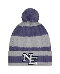 New Era Women's Meadow Blue New England Patriots 2025 Rivalries Collection Braided Cuffed Knit with Pom Hat