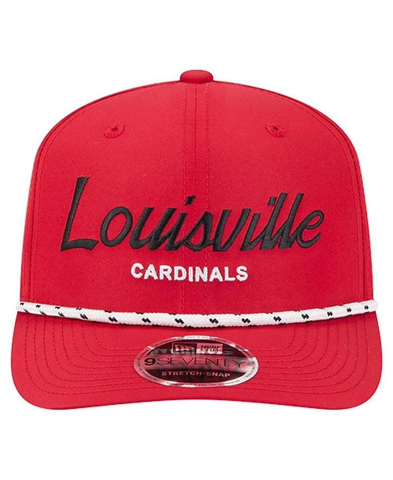 New Era Men's Red Louisville Cardinals Script Performance Rope 9SEVENTY Adjustable Hat