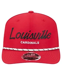New Era Men's Red Louisville Cardinals Script Performance Rope 9SEVENTY Adjustable Hat