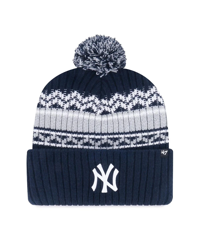 '47 Brand Big Boys and Girls Navy New York Yankees Polar Vortex Cuffed Knit with Pom Hat