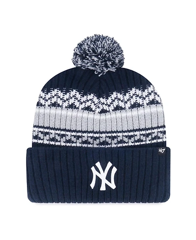 '47 Brand Big Boys and Girls Navy New York Yankees Polar Vortex Cuffed Knit with Pom Hat