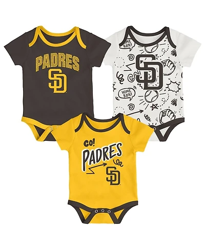 Outerstuff Newborn 3-Pack San Diego Padres All Day Play Bodysuit Set