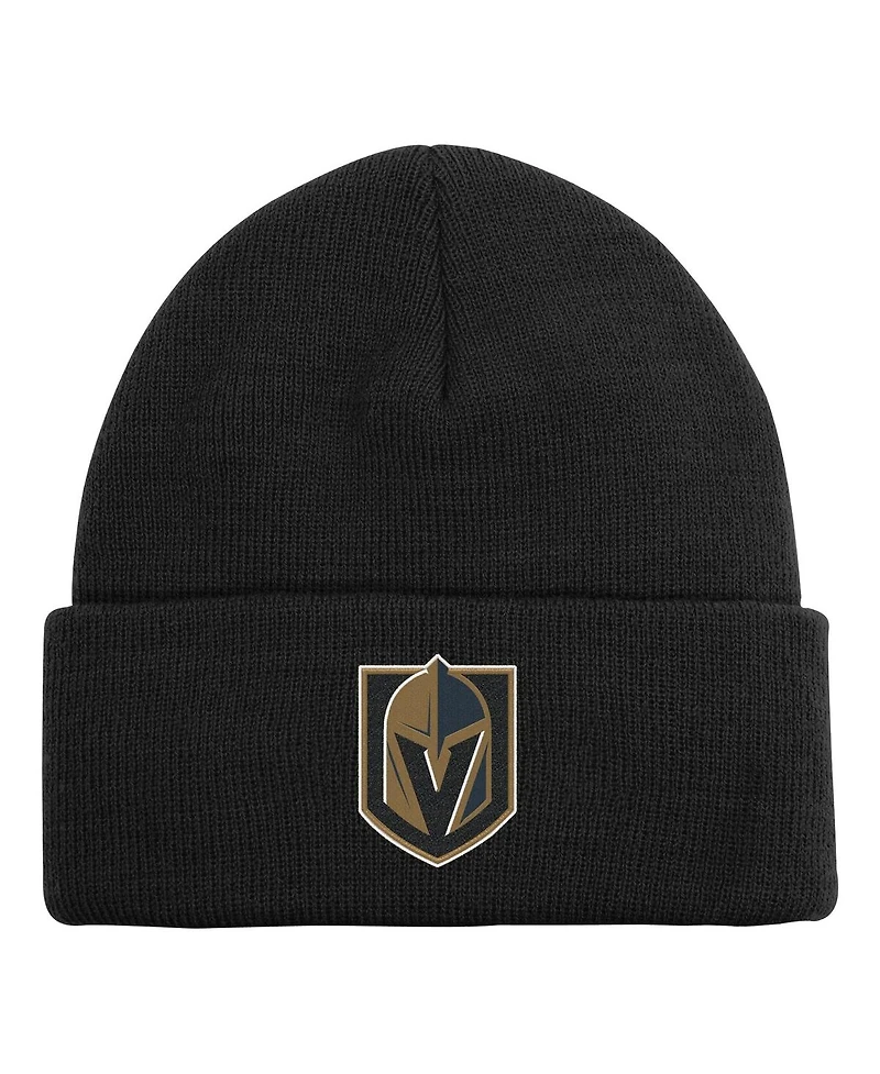 Outerstuff Big Boys and Girls Black Vegas Golden Knights 2.0 Essential Cuffed Knit Hat