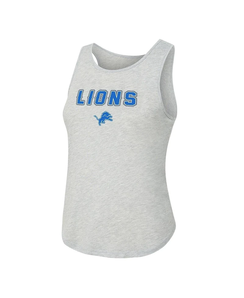 Concepts Sport Women's 2-Piece Heather Gray/Blue Detroit Lions Regulate Plaid Tank Top and Pants Sleep Set