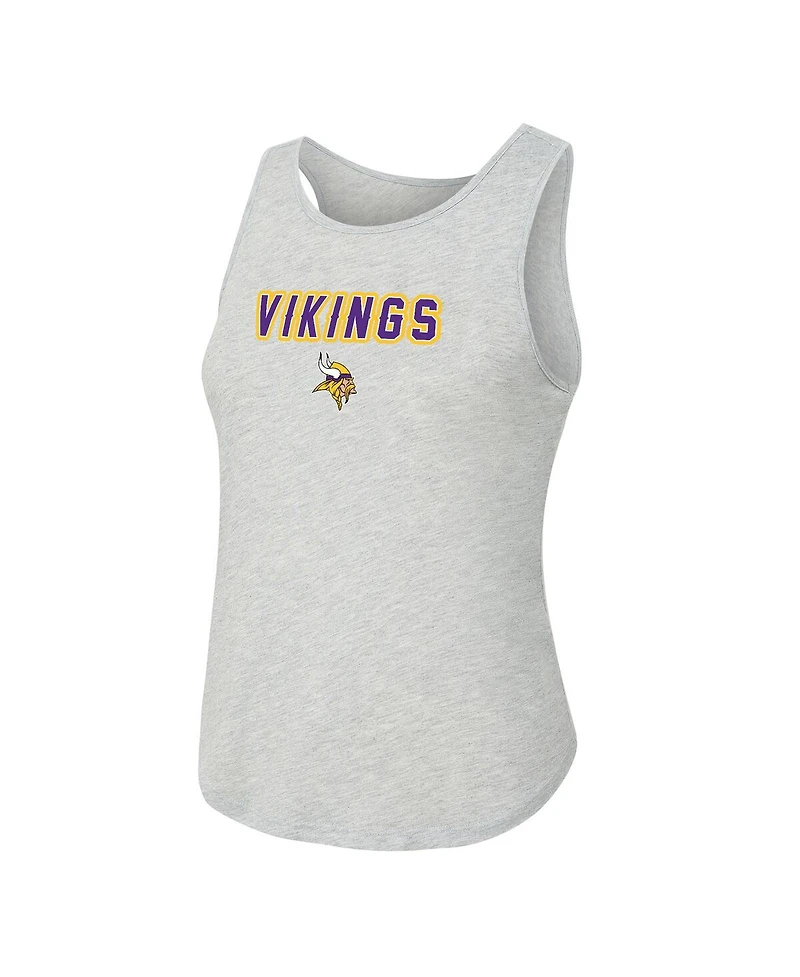 Concepts Sport Women's 2-Piece Heather Gray/Purple Minnesota Vikings Regulate Plaid Tank Top and Pants Sleep Set