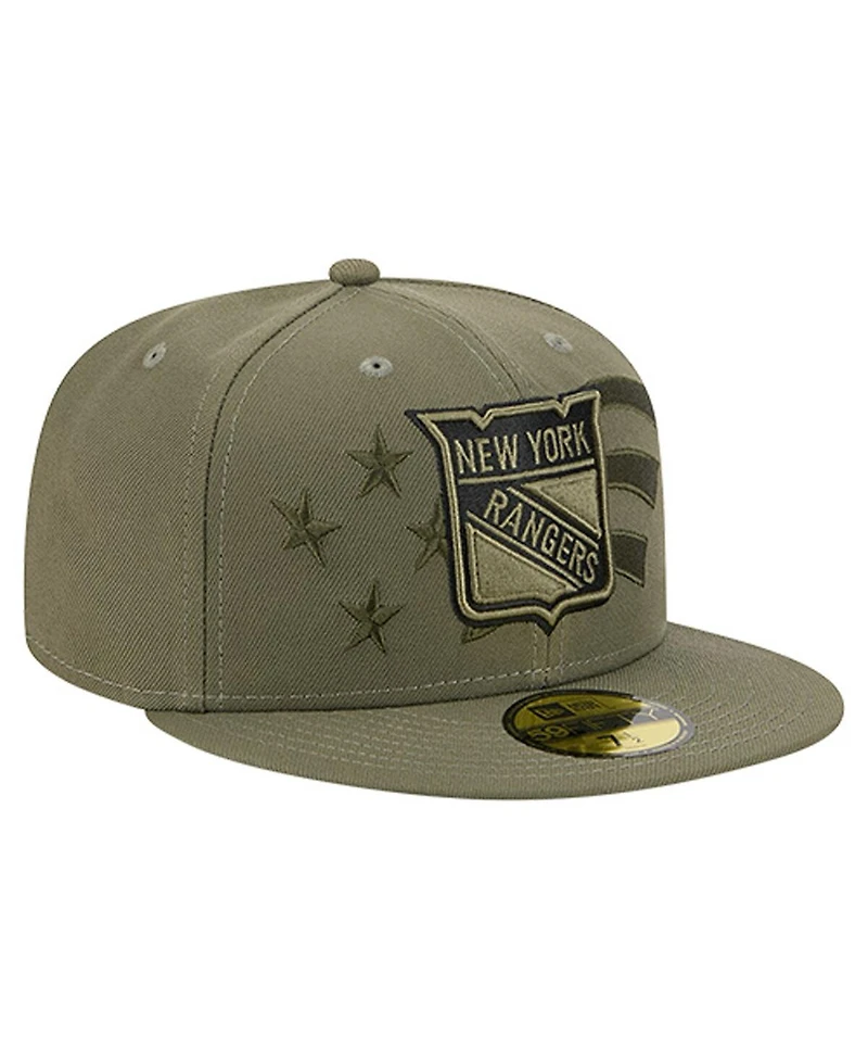 New Era Men's Olive York Rangers Military Appreciation Flag 59FIFTY Fitted Hat